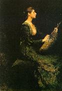 Thomas Wilmer Dewing Lady with a Lute oil painting reproduction